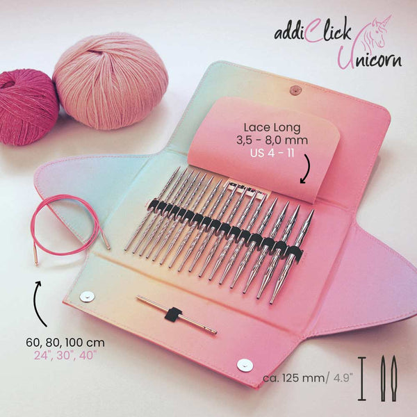 Addi Click Unicorn Lace Long Rundstricknadel Set 3,50 mm - 8,00 mm