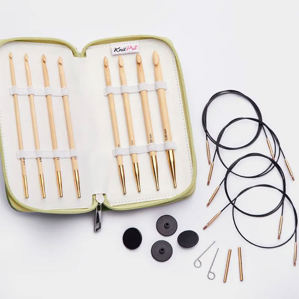 KnitPro Deluxe Bamboo Tunesische Häkelnadel Set 3,50 - 8,00 mm