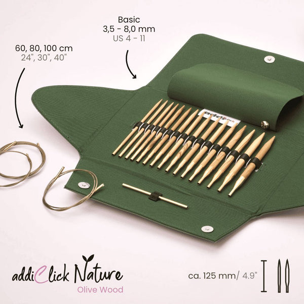addiAddi Click Olivenholz Rundstricknadel Set 3,50 - 8,00 mm